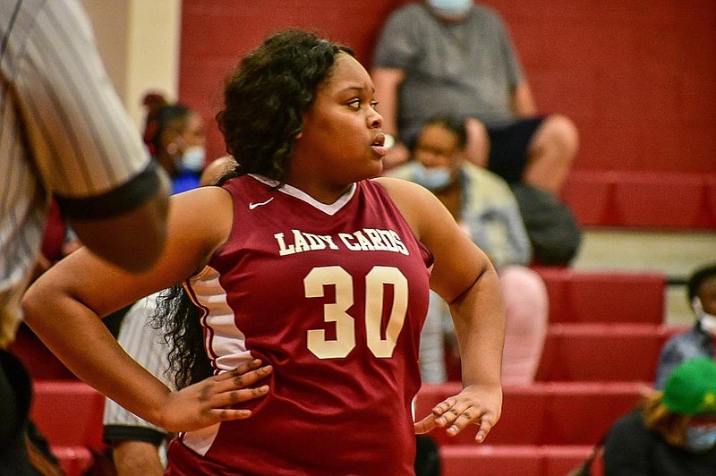 Kenya Pugh of Dollarway lines up Tuesday for free throws against LISA Academy West at the Dollarway Fieldhouse. 
(Pine Bluff Commercial/I.C. Murrell)