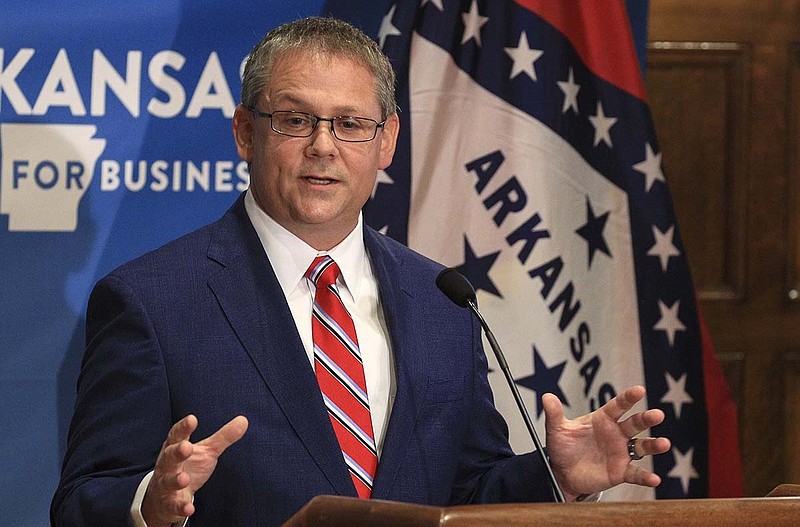 Secretary of State John Thurston speaks at the state Capitol in Little Rock in this July 2, 2020, file photo.