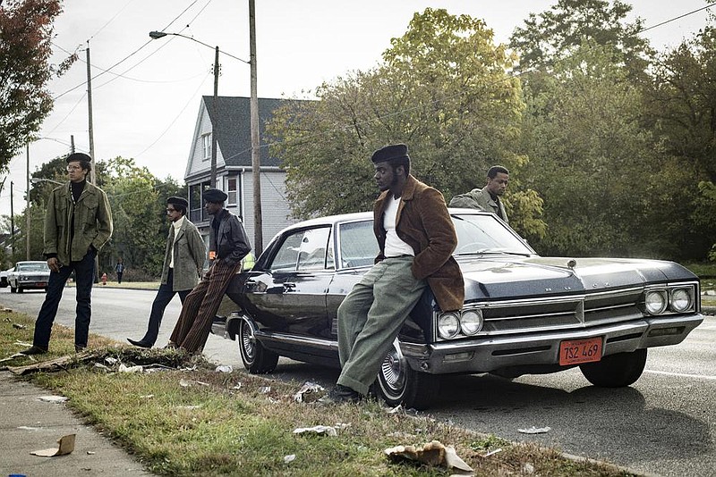 Caption: (L-r) CALEB EBERHARDT as Bob Lee, DARRELL BRITT-GIBSON as Bobby Rush, ASHTON SANDERS as Jimmy Palmer, DANIEL KALUUYA as Chairman Fred Hampton and LAKEITH STANFIELD as Bill O’Neal in Warner Bros. Pictures’ “JUDAS AND THE BLACK MESSIAH,” a Warner Bros. Pictures release.