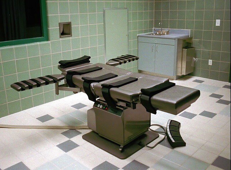 FILE - This March 22, 1995, file photo shows the interior of the execution chamber in the U.S. Penitentiary in Terre Haute, Ind.