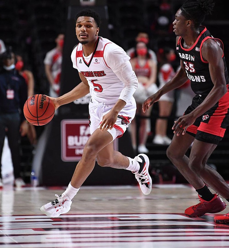 Arkansas State redshirt senior guard Christian Willis, who leads the Sun Belt Conference shooting 56.1% from three-point range, has provided veteran leadership to the Red Wolves this season.
(Photo courtesy Arkansas State University)