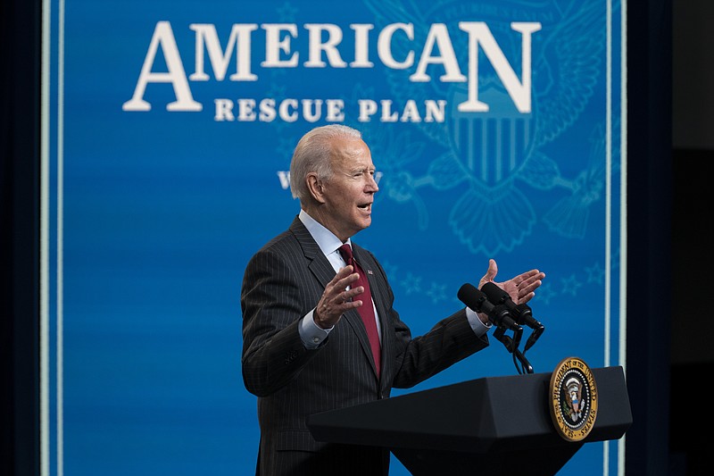 President Joe Biden speaks about the Paycheck Protection Program during an event in the South Court Auditorium on the White House campus, Monday, Feb. 22, 2021, in Washington. (AP Photo/Evan Vucci)