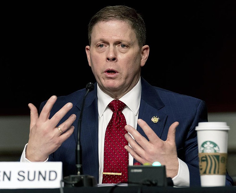 Former U.S. Capitol Police Chief Steven Sund testifies before a Senate Homeland Security and Governmental Affairs & Senate Rules and Administration joint hearing on Capitol Hill, Washington, Tuesday, Feb. 23, 2021, to examine the January 6th attack on the Capitol. (AP Photo/Andrew Harnik, Pool)