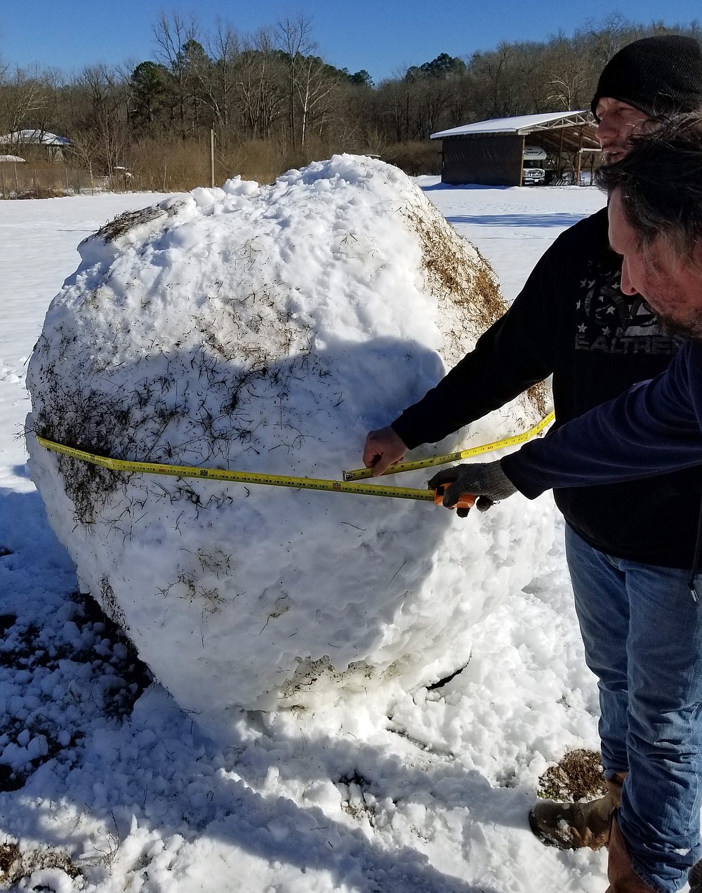 An early measurement of the snowball shows a circumference of about 16 feet. The final measurement of the circumference was 26 feet, according to Sarah Day, who organized the build. - Submitted photo