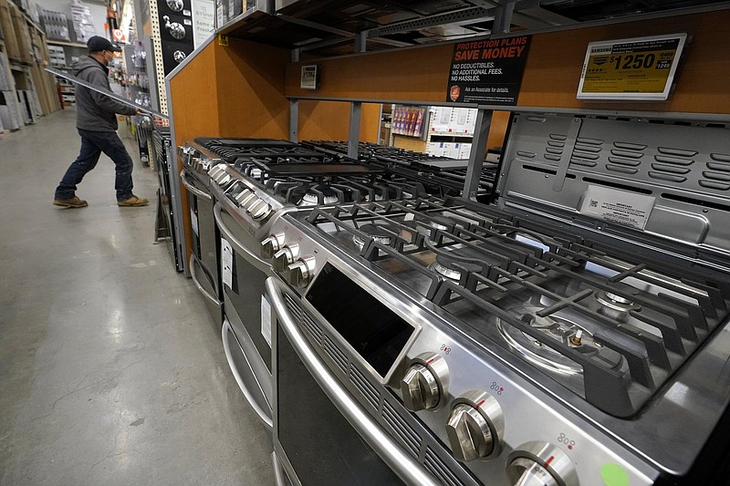 Orders to U.S. factories for big-ticket goods like these gas stoves rose 3.4% in January, buoyed by a surge in orders for civilian aircraft.
(AP)