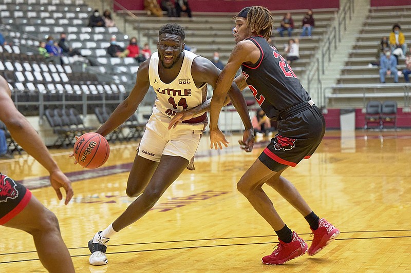 Senior Ruot Monyyong said UALR’s six-game losing streak has been difficult for the Trojans. “Nobody has been joking around, laughing as much,” he said. “Everybody is just quiet.”
(Photo courtesy of UALR Athletics)