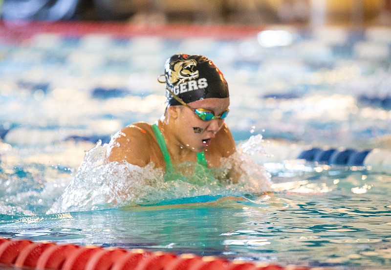 Lienfang Yu of Bentonville, win's 200 yard individual medley, 2021 6A Girls State Swimming Championship Bentonville Community Center, Bentonville Arkansas on Saturday, February 27, 2021. / Special to NWA Democrat-Gazette/ David Beach