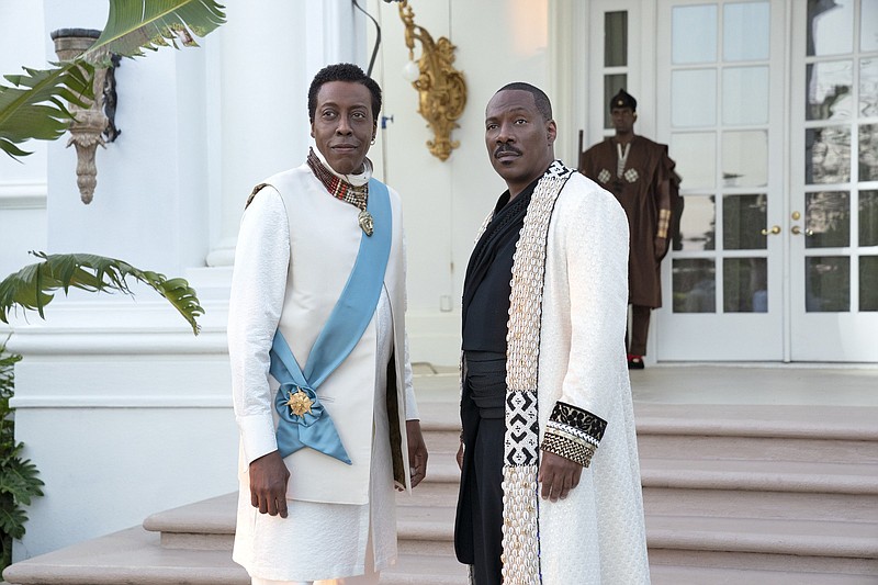 Trusted royal servant Semmi (Arsenio Hall) and Zamunda’s Crown Prince Akeem (Eddie Murphy) return to the United States to find the prince’s lost heir in “Coming 2 America,” a sequel to a 1988 film.