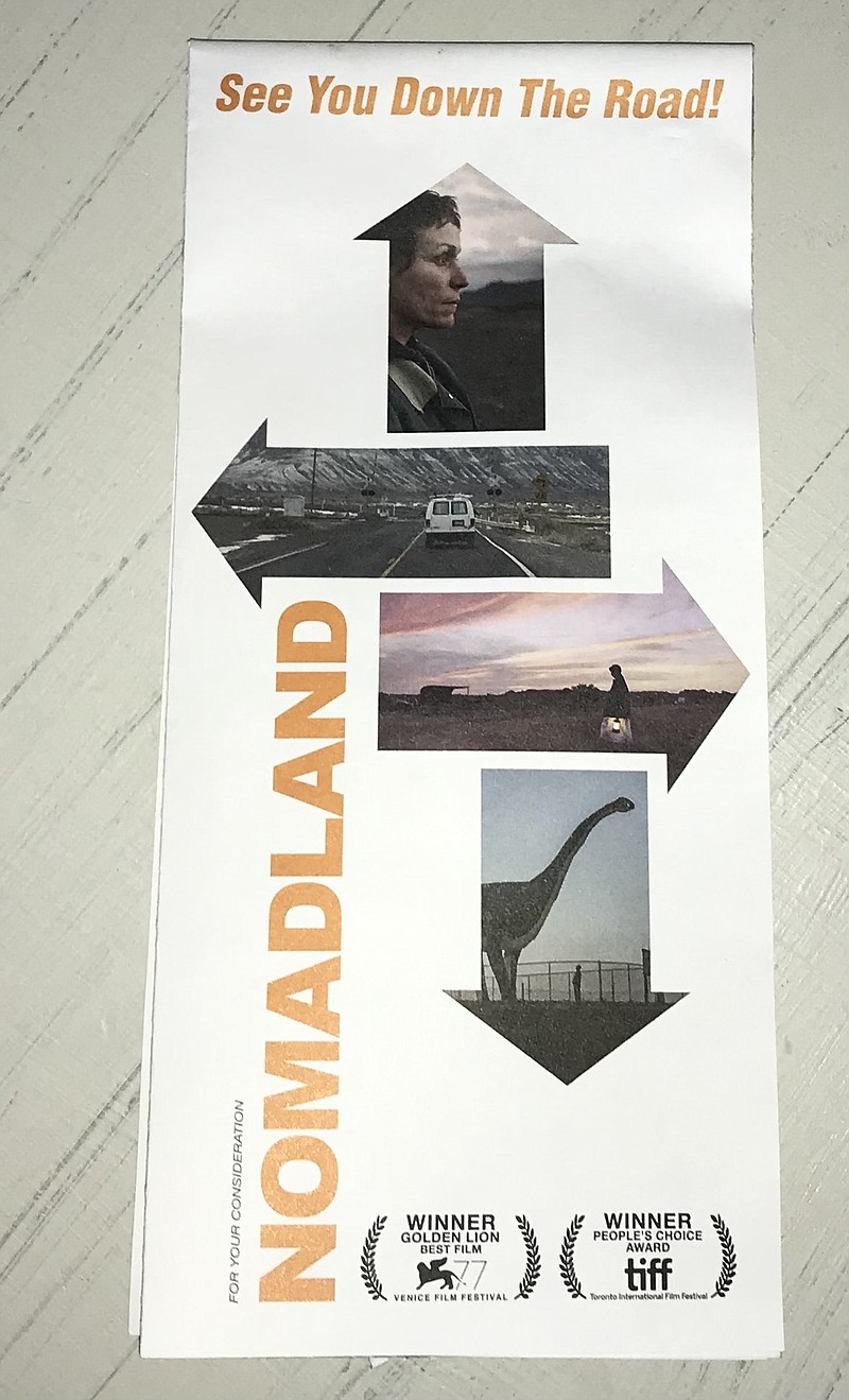 A road map-inspired promotional tchotchke was mailed out by the distributors to keep “Nomadland” top-of-mind for awards voters.