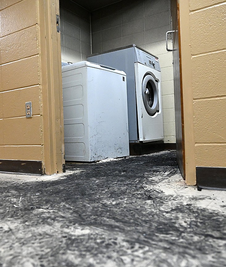 People staying at the Salvation Army shelter in Little Rock needed to be moved to other shelters after a fire broke out in the laundry room Thursday evening. The facility has not set a date to reopen for overnight stays.
(Arkansas Democrat-Gazette/Stephen Swofford)