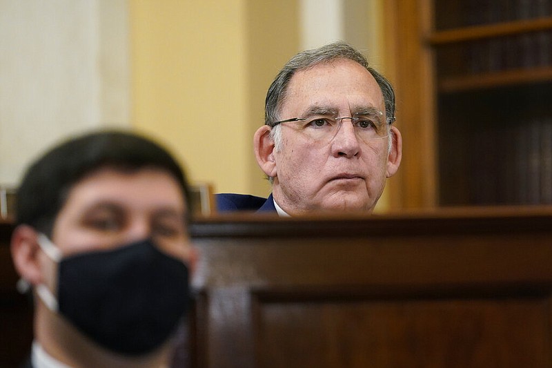 Sen. John Boozman, R-Ark., the ranking member of the Senate Agriculture, Nutrition, and Forestry Committee, listens during a hearing on climate change on Capitol Hill in Washington on Thursday, March 11, 2021. (AP/Susan Walsh)