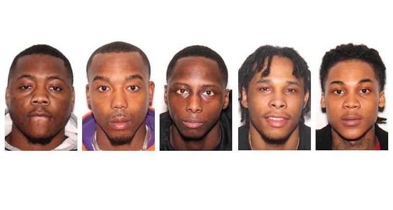 From left, Donatarius Slater, Brandon Burnett, Joshua McAfee, Kuro'n Lavell Brown and Tirek Langel Brown are shown in this undated composite photo. (Special to the Pine Bluff Commercial.)