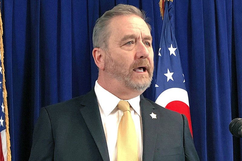 Ohio Attorney General Dave Yost speaks in Columbus in this Feb. 20, 2020, file photo. (AP Photo/Julie Carr Smyth)