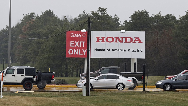 Bad weather, blocked imports, and a shortage of electronic components and semiconductors are slowing U.S. auto production at plants like this Honda factory in Marysville, Ohio.
(AP)