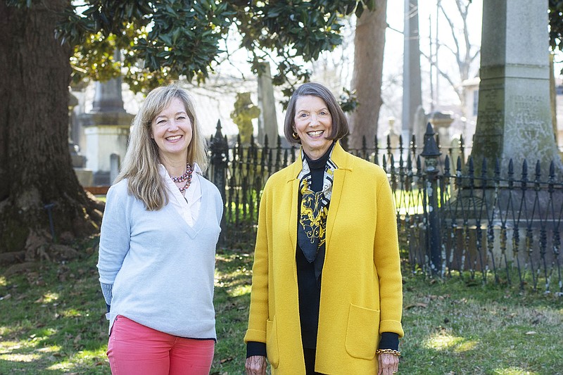  Katharine Adams and Lenora Steinkamp on 03/04/2021 at Mount Holly Cemetery for a High Profile Volunteer Story..(Arkansas Democrat-Gazette/Cary Jenkins)