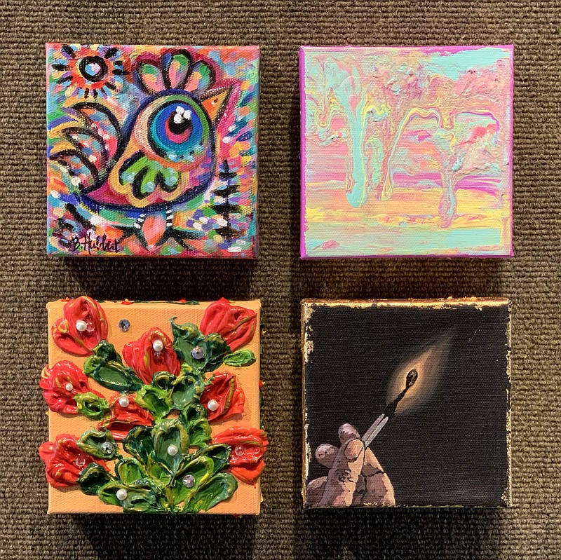 Samples of 5x5 artworks that will be available in SAAC’s upcoming 5x5 Art Dash fundraiser. (Contributed)