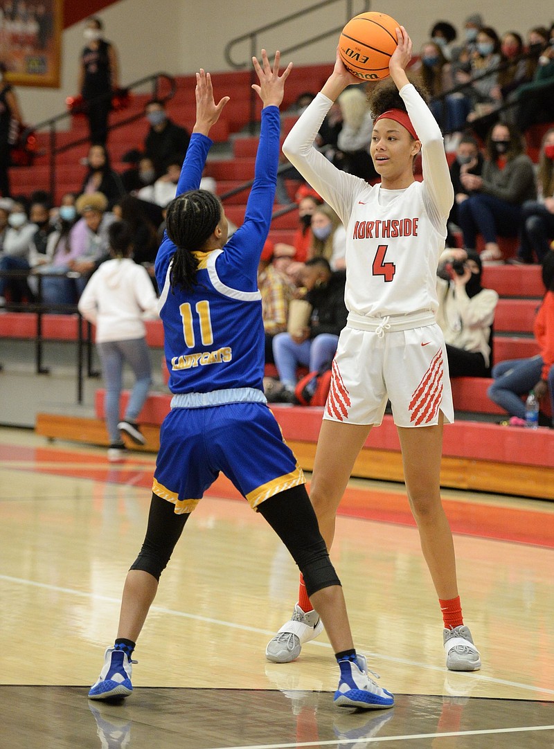 Fort Smith Northside’s Jersey Wolfenbarger, who has committed to play at Arkansas and is a McDonald’s All-American, averaged nearly 19 points, 8.8 rebounds and 3.4 assists this season to lead the Lady Bears to the Class 6A state championship.
(NWA Democrat-Gazette/Andy Shupe)