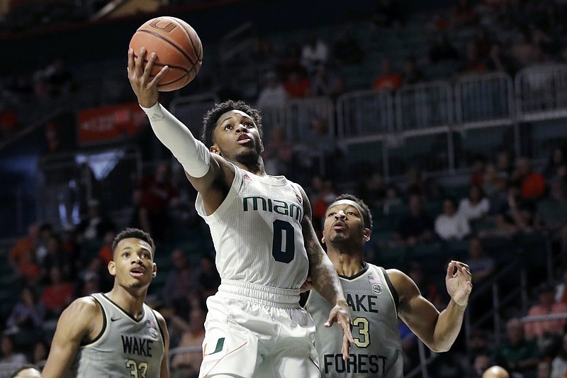 Guard Chris Lykes, who is transferring to Arkansas, was a preseason all-Atlantic Coast Conference selection for Miami this season after averaging 15.4 points, 2.4 assists and 1.1 steals per game as a junior. He only played in two games this season after suffering an ankle injury.
(AP file photo)