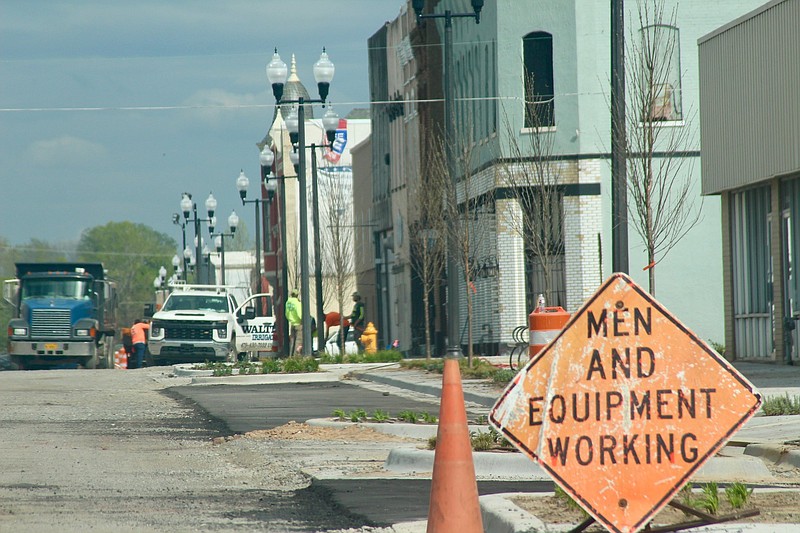 The Pine Bluff Street Department begins overlay work on Barraque Street. 
(Pine Bluff Commercial/Eplunus Colvin)