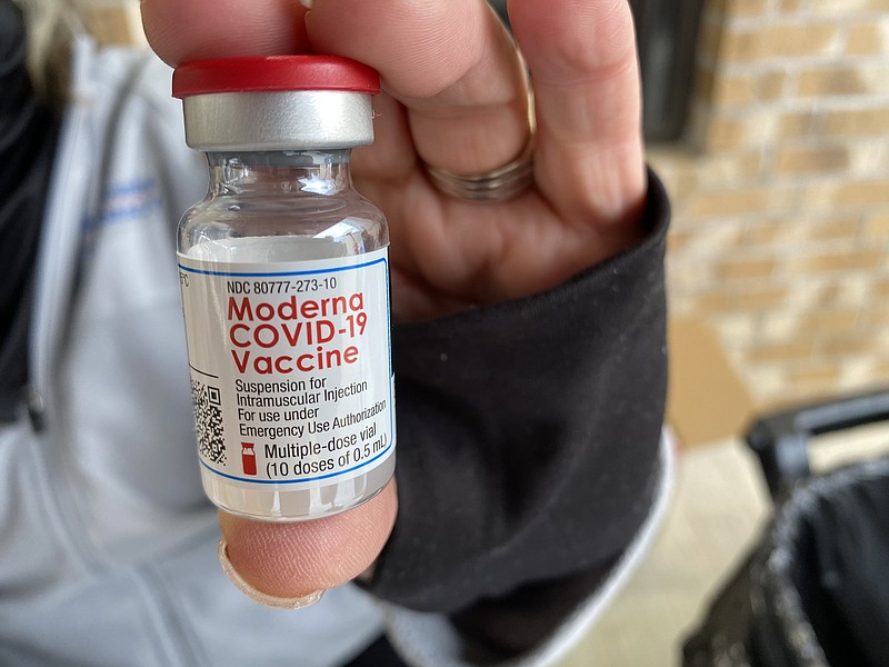 A vial of the Moderna COVID 19 vaccine that was distributed to healthcare workers and first responders in Columbia County on Jan. 8, 2021.