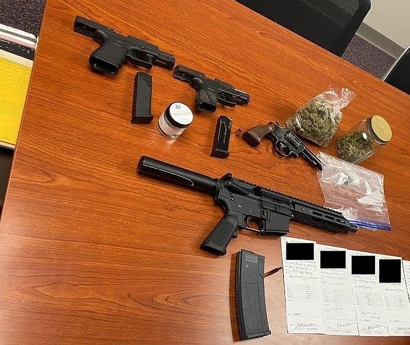 Weapons and drugs were confiscated during a zero-tolerance operation against drag racing earlier this week. 
(Pine Bluff Police)