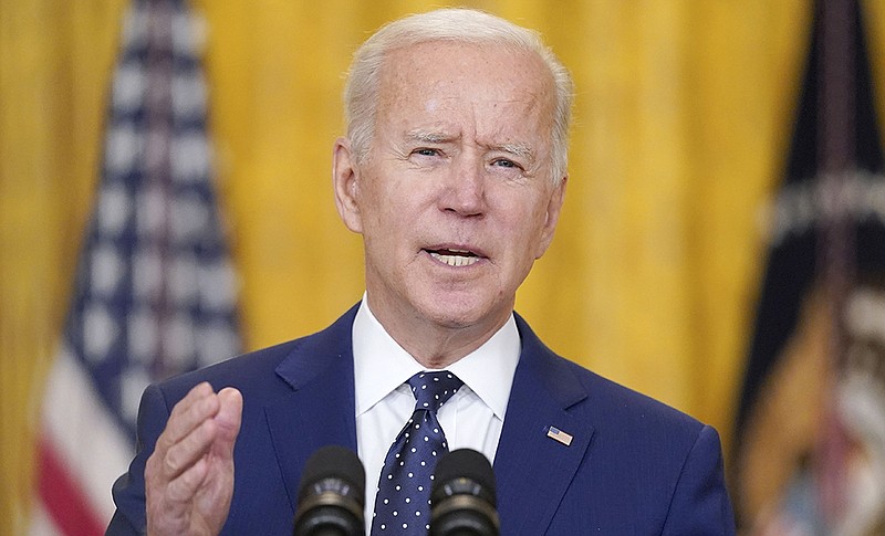 “We cannot allow a foreign power to interfere in our democratic process with impunity,” President Joe Biden said Thursday at the White House in announcing the actions against Russia. More photos at arkansasonline.com/416dc/.
(AP/Andrew Harnik)