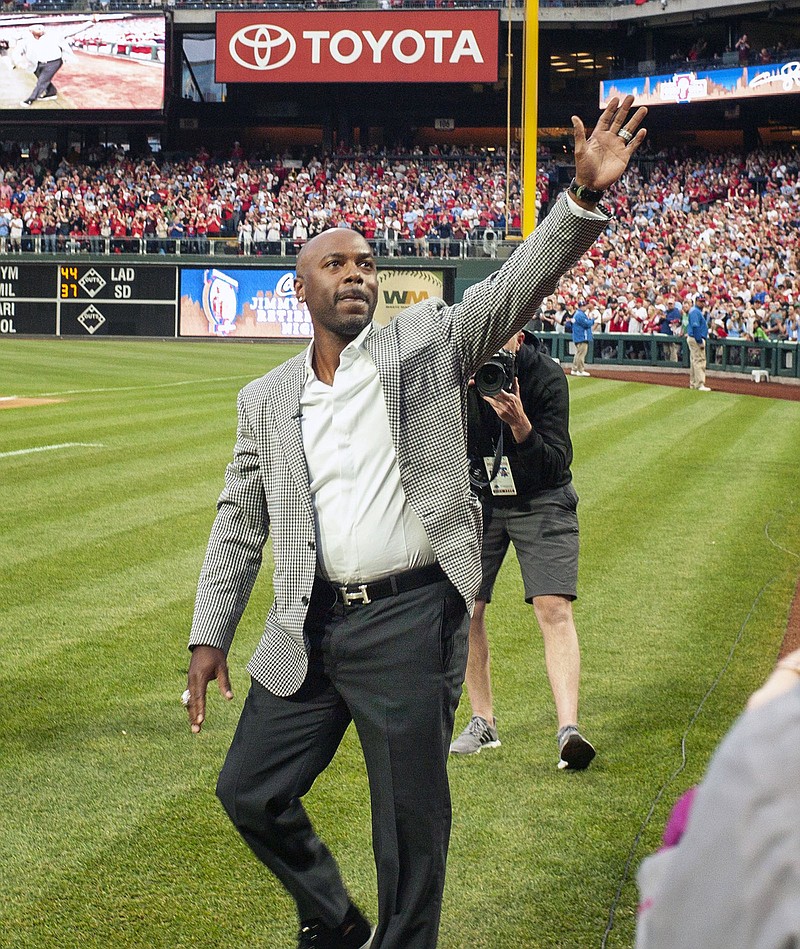 Former Philadelphia shortstop Jimmy Rollins said socioeconomic factors and MLB’s lack of marketing has led to a decline in Black players in baseball.
(AP/Laurence Kesterson)