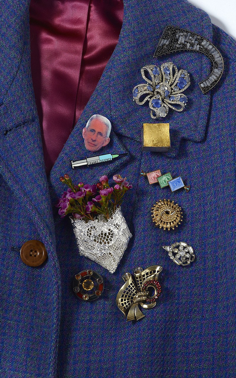 An assortment of brooches old and new includes a pin of Dr. Anthony Fauci.
(The New York Times/David Lewis Taylor)