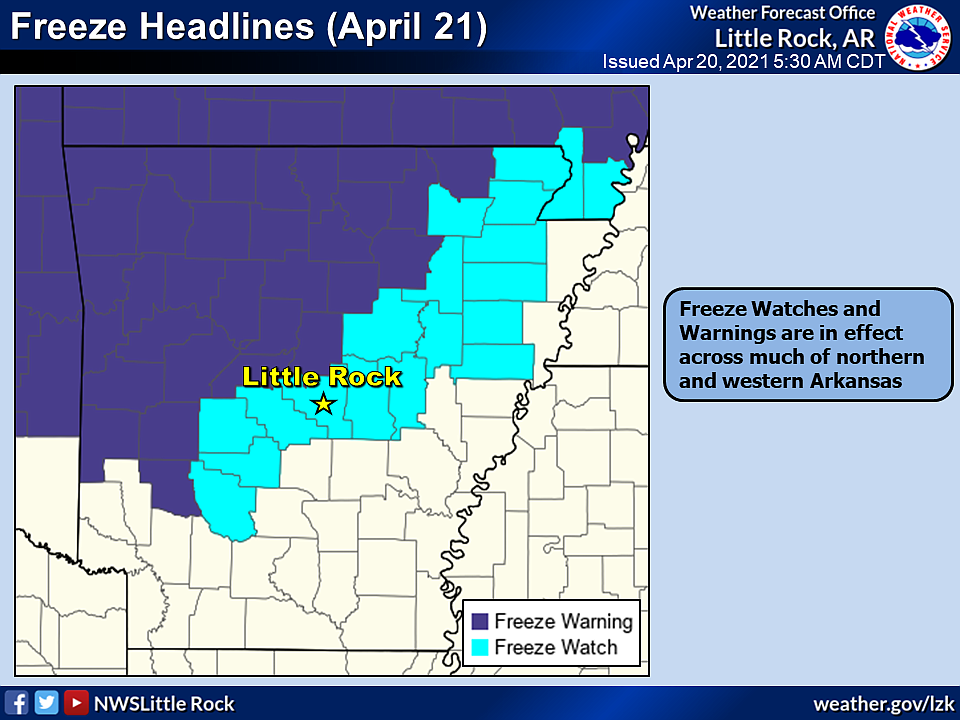 Forecasters Freezing temperatures, chance for snow predicted in Arkansas