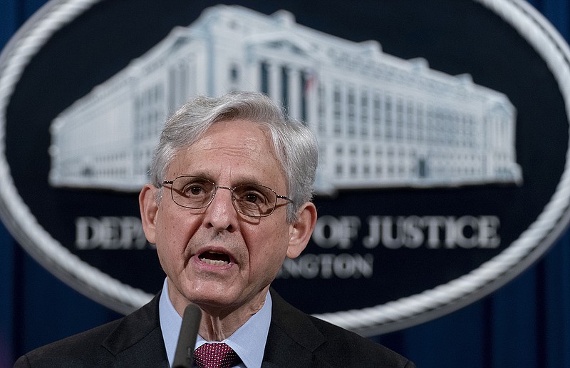 Attorney General Merrick Garland speaks about a jury's verdict in the case against former Minneapolis Police Officer Derek Chauvin in the death of George Floyd, at the Department of Justice, Wednesday, April 21, 2021, in Washington. (AP Photo/Andrew Harnik, Pool)