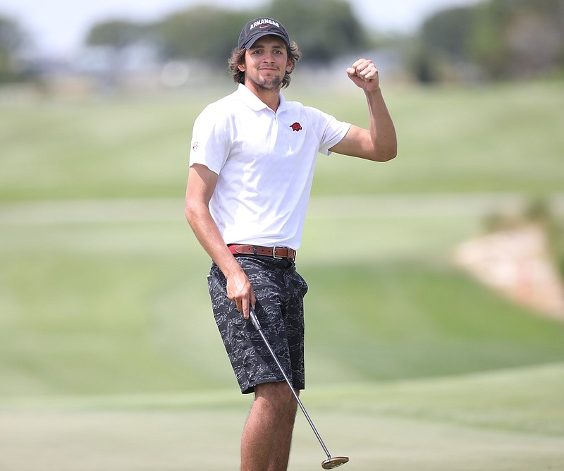 Arkansas’ Segundo Oliva Pinto shot a 2-under 68 on Friday and finished at 6-under 204 to win medalist honors at the SEC Men’s Golf Championships in St. Simons Island, Ga.
(University of Georgia/Steven Colquitt)