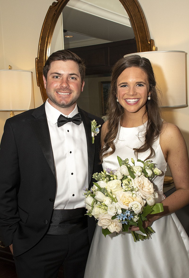 Jay and Kate Travis on 04/17/2021 at the wedding reception of Kate and Jay Travis at Little Rock Country Club. (Arkansas Democrat-Gazette/Cary Jenkins)