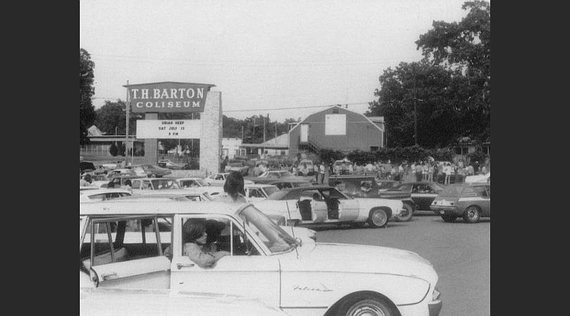 Concertgoers gather in the parking lot for a 1974 show at Barton Coliseum. For years, the arena at the Arkansas State Fairgrounds was the largest indoor concert venue in the state. (Special to the Democrat-Gazette/Old State House Museum)