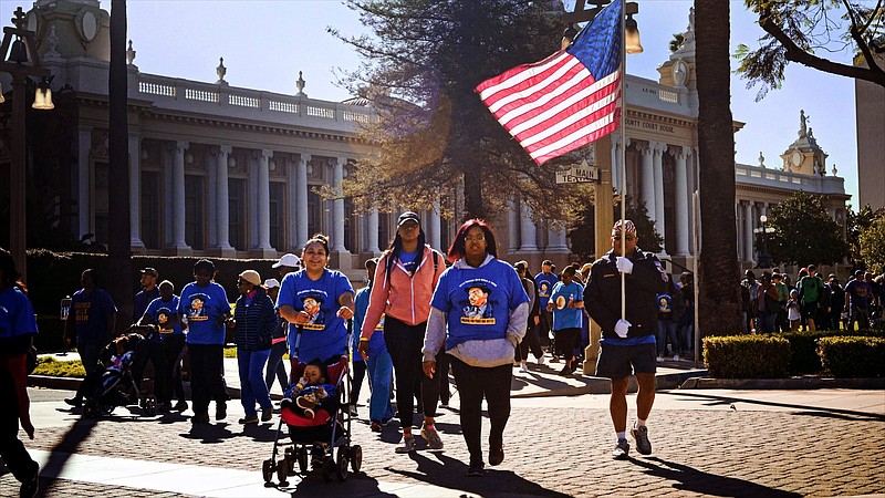 A Martin Luther King Day march in Riverside, Calif., is part of the documentary “Our Towns.” (HBO Max)