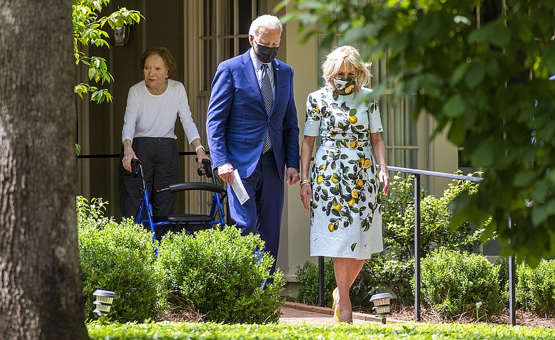 Rosalynn Carter bids goodbye to President Joe Biden and first lady Jill Biden after they visited with her and former President Jimmy Carter on Thursday at the Carters’ home in Plains, Ga.
(The New York Times/Doug Mills)