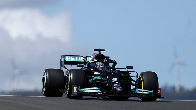 Lewis Hamilton (above) had the fastest time in the second practice for the Portuguese Grand Prix on Friday in Portimao, Portugal. Hamilton’s time was 1:19.837, .143 seconds ahead of Max Verstappen.
(AP/Manu Fernandez)