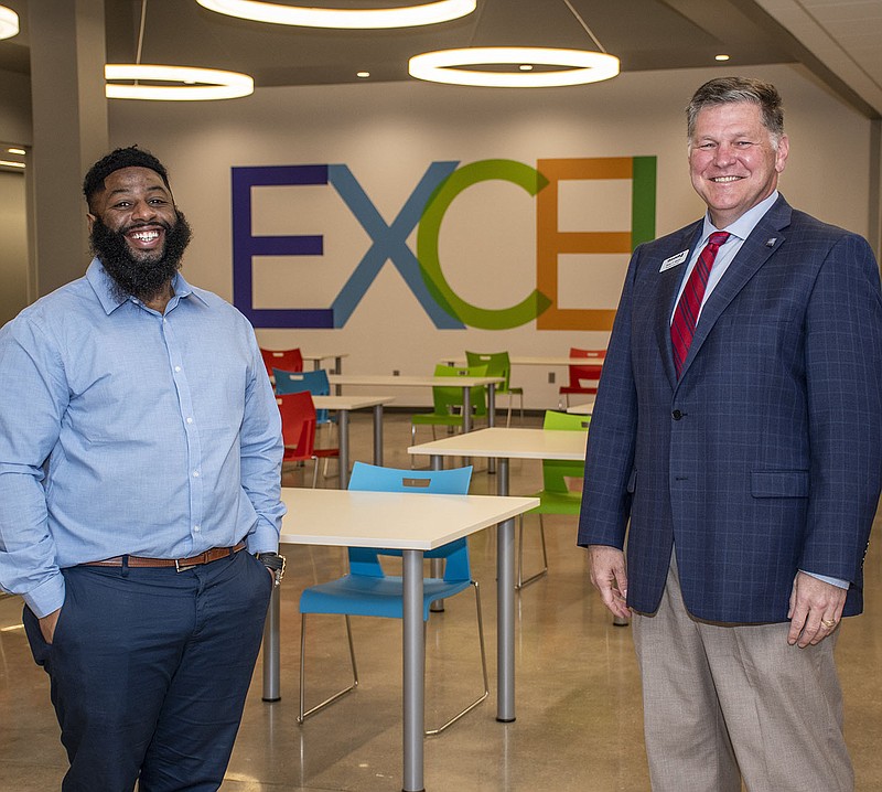 Former student Melvin Williams and Brian F. Marsh, CEO of Goodwill Industries Arkansas on 04/21/2021 at Excel on the Goodwill Industries  Arkansas Campus