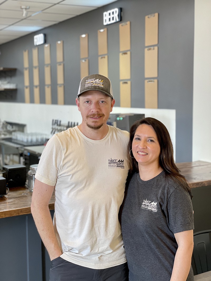 Brad and Rachel Lange, married duo and owners of Three Birds Brewing Company, are putting the finishing touches on their new brewery. (Marvin Richards/News-Times)