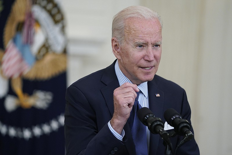 President Joe Biden speaks about the COVID-19 vaccination program, in the State Dining Room of the White House, Tuesday, May 4, 2021, in Washington. (AP Photo/Evan Vucci)