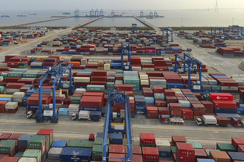 This container port sits on the Yangtze River in eastern China’s Jiangsu province. China reported that its April imports and exports soared over the same month in 2020.
(AP/Chinatopix)