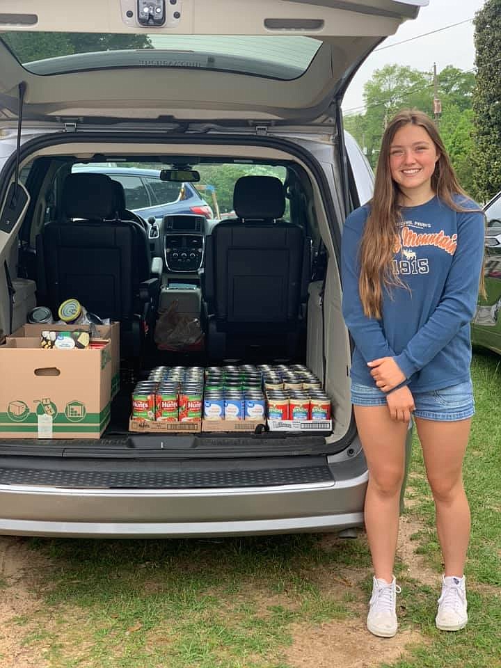 Kate Slaton, a sophomore at the Magnolia School District, held a canned food drive that brought in a donation equivalent to $234.10. (submitted photo)