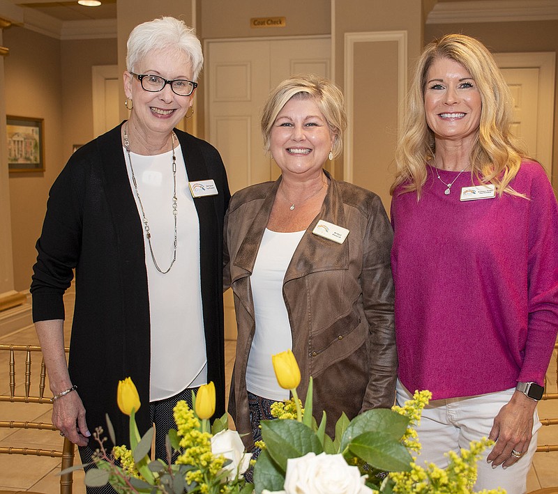 Beth Ingram, Bridget Pitonyak and Rosemary Rather 04/22/2021 20th Century Club Sustainers luncheon at the Ark. Governor's Mansion.