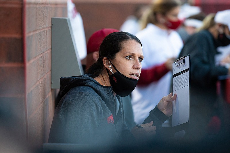 Courtney Deifel, head softball coach for the University of Arkansas at Bogle Park, University of Arkansas , Fayetteville, Ark., on Friday,, March 25, 2021  / Special to NWA Democrat-Gazette/ David Beach.