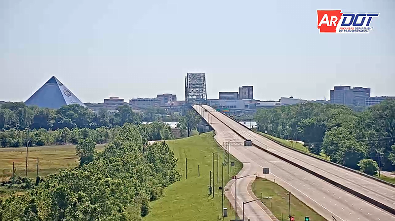 The Hernando de Soto Bridge is shown from the Arkansas side Wednesday in this still of video provided by the Arkansas Department of Transportation.