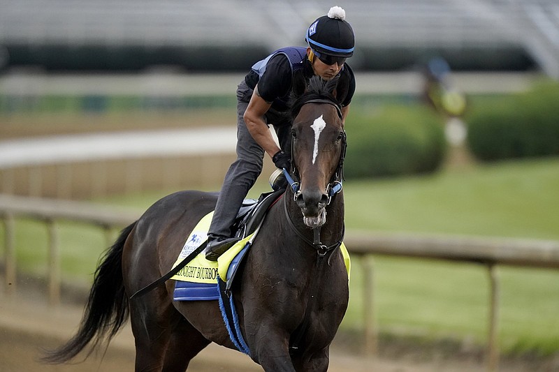 Midnight Bourbon is the third betting choice at 5-1 for Saturday’s Preakness Stakes behind Kentucky Derby winner Medina Spirit, the 9-5 favorite, and 5-2 Concert Tour.
(AP/Charlie Riedel)