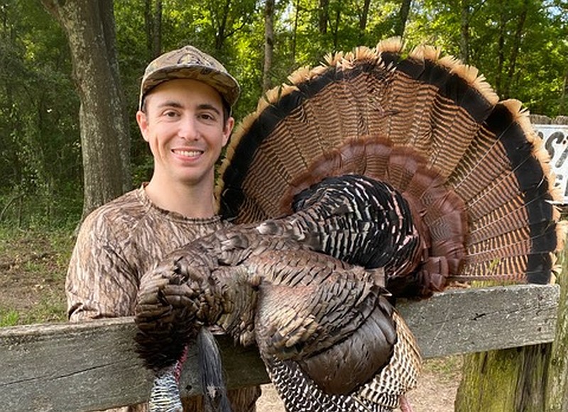 Tristan Sitzes of Benton bagged his first unassisted gobbler Saturday while hunting on his family’s farm in Hempstead County. Sitzes said it is the first turkey ever killed on the farm.
(Photo submitted by Tristan Sitzes)