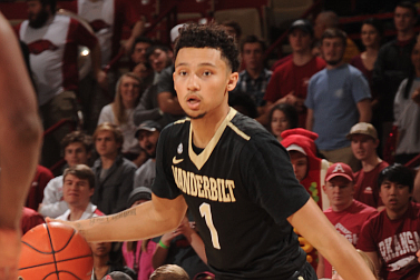 FILE -- Vanderbilt guard Payton Willis (1) dribbles around Arkansas guard Dusty Hannahs (3) Tuesday, Feb. 7, 2017, during the second half of play in Bud Walton Arena in Fayetteville. (NWA Democrat-Gazette/ANDY SHUPE)