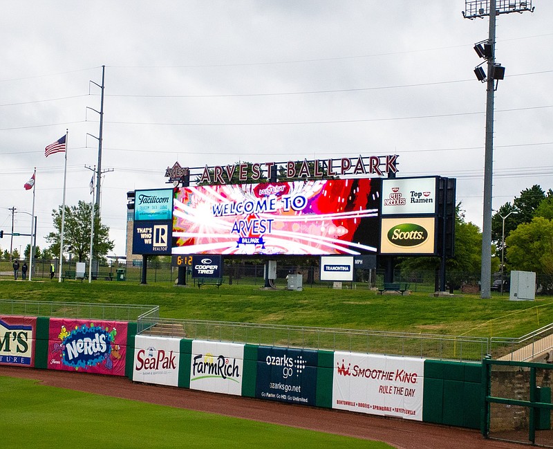 FILE -- Arvest Ballpark sign at Arvest Ballpark, Springdale, Arkansas, Tuesday, May 11, 2021 / Special to NWA Democrat-Gazette/ David Beach