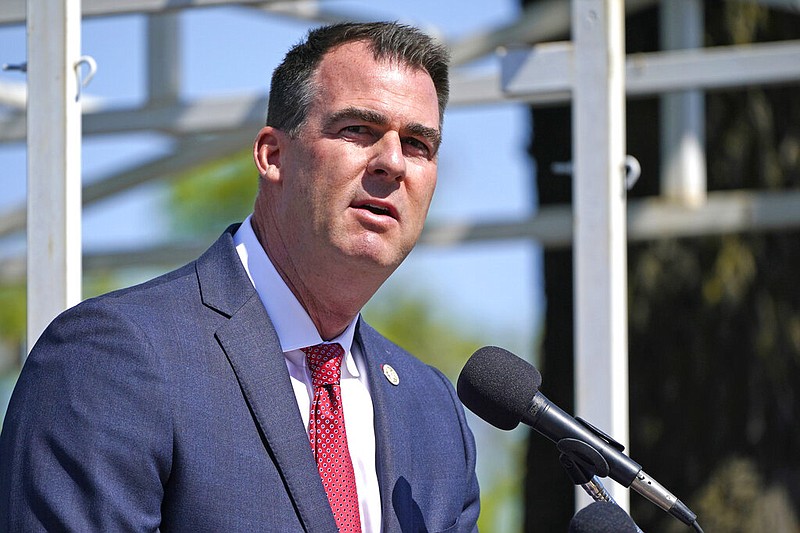 Oklahoma Gov. Kevin Stitt speaks during a memorial ceremony for state law enforcement in Oklahoma City in this May 7, 2021, file photo. (AP/Sue Ogrocki)