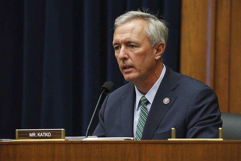 U.S. Rep. John Katko, R-N.Y., questions witnesses during a House Committee on Homeland Security hearing on Capitol Hill in Washington in this Sept. 20, 2020, file photo. Katko on Wednesday, May 19, 2021, was among House Republicans who joined Democrats in voting to create a bipartisan commission to investigate the Jan. 6 attack on the Capitol. Katko wrote the measure with Homeland Security Committee Chairman Bennie Thompson, D-Miss. (Chip Somodevilla/Pool via AP, File)